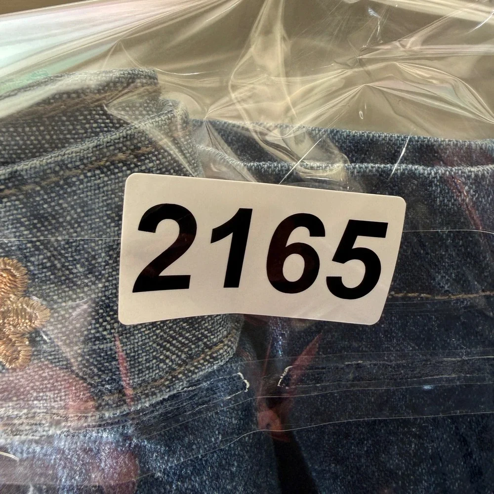 Vintage J.L. NY Floral Embroidered Denim Skirt Blue Medium Wash‎ Raw Hem Mini - Picture 9 of 10